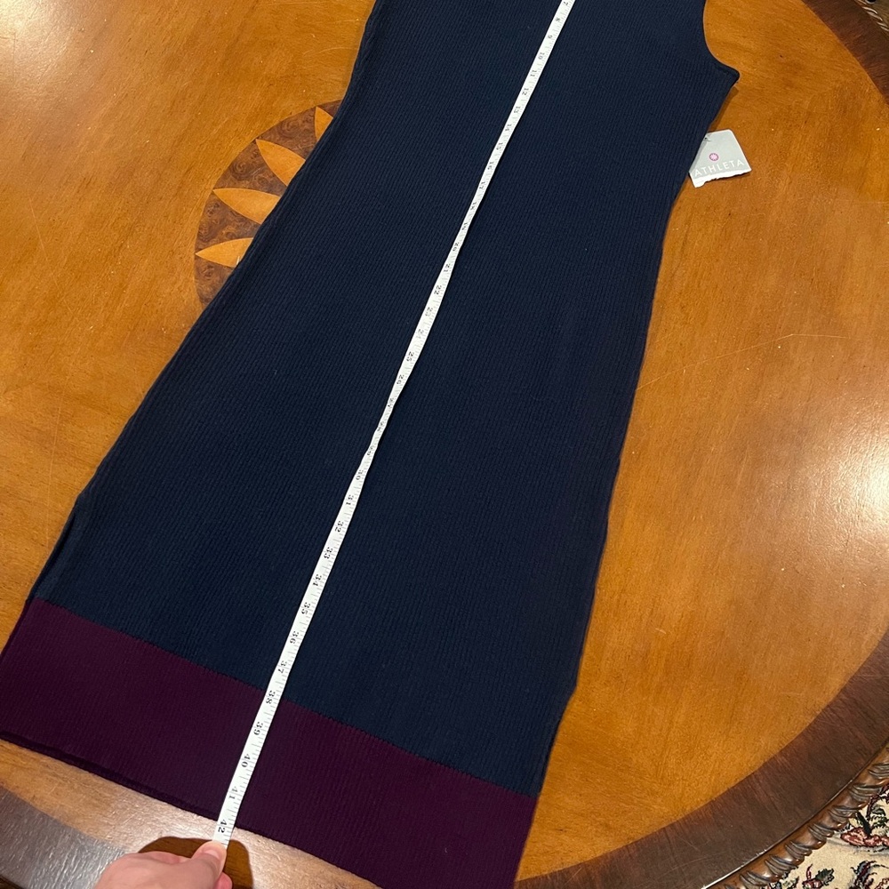 NEW‎ Athleta Winterlude Dress Navy/Purple Small Merino Wool Colorblock Midi - Picture 16 of 16